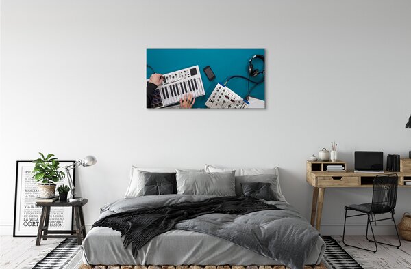 Quadro su tela Cuffie della console DJ 100x50 cm