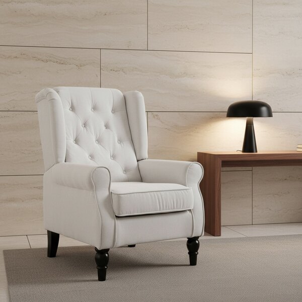 DecHome Poltrona Classica in Tessuto Dimensioni 74x86x102 colore Bianco Crema