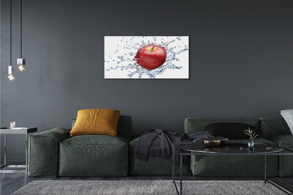 Quadro su tela Mela rossa in acqua 100x50 cm