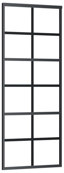 Porta Scorrevole in Vetro ESG e Alluminio 76x205 cm Nera