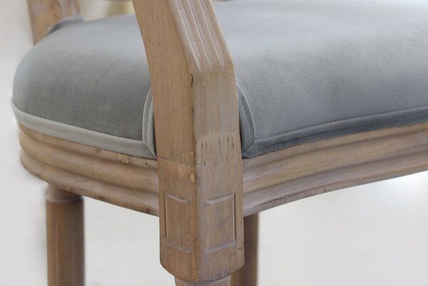 DecHome Poltrona Classica in Velluto Dimensioni 55x46x96 colore Grigio - Denver