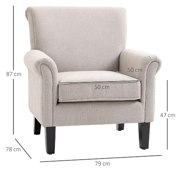 DecHome Poltrona Classica in Tessuto Dimensioni 79x78x87 colore Grigio