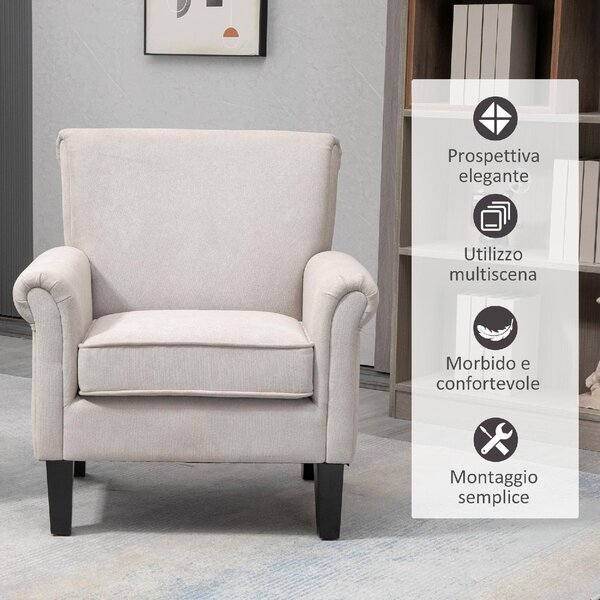 DecHome Poltrona Classica in Tessuto Dimensioni 79x78x87 colore Grigio