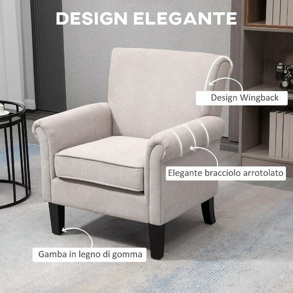 DecHome Poltrona Classica in Tessuto Dimensioni 79x78x87 colore Grigio