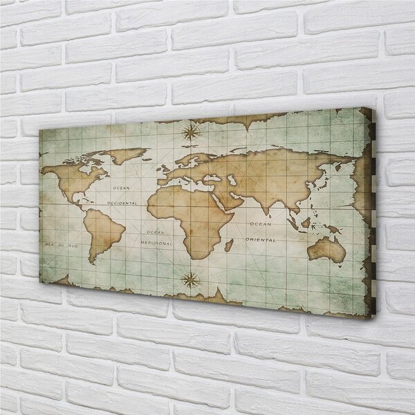 Quadro su tela Mappa bruciata 100x50 cm
