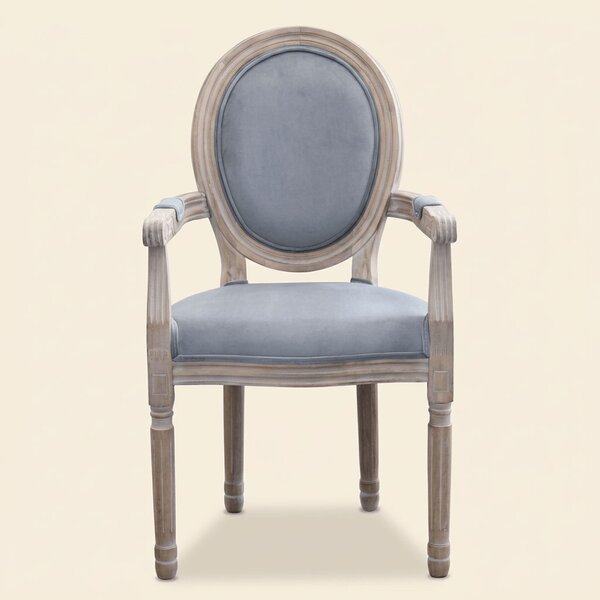 DecHome Poltrona Classica in Velluto Dimensioni 55x46x96 colore Grigio - Denver