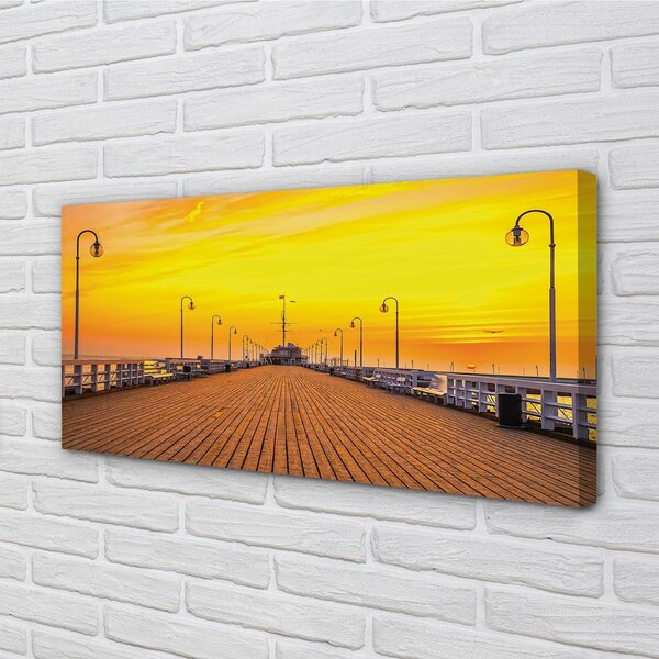 Foto quadro su tela Pier Pier Sunset Sunset Sea 100x50 cm