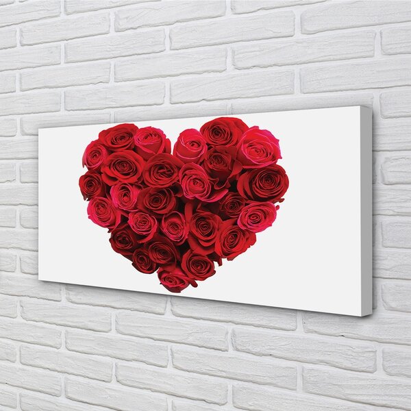 Quadro su tela Cuore di rose 100x50 cm