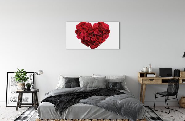 Quadro su tela Cuore di rose 100x50 cm