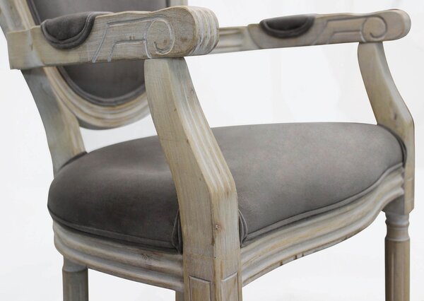 DecHome Poltrona Classica in Velluto Dimensioni 55x46x96 colore Taupe - Denver