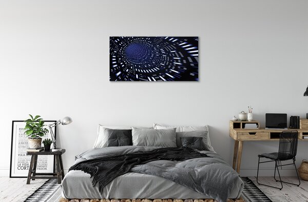 Quadro su tela Tunnel 3D blu 100x50 cm