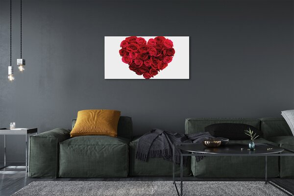 Quadro su tela Cuore di rose 100x50 cm