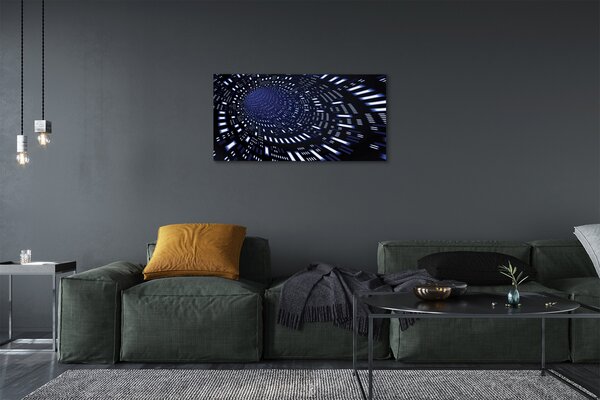 Quadro su tela Tunnel 3D blu 100x50 cm