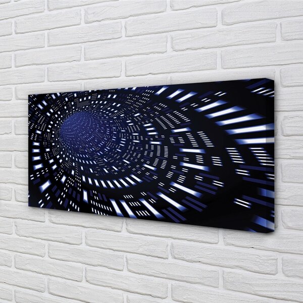 Quadro su tela Tunnel 3D blu 100x50 cm