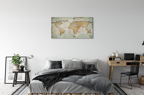 Quadro su tela Mappa bruciata 100x50 cm