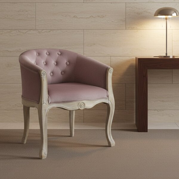 DecHome Poltrona Classica in Velluto Dimensioni 61x61x71 colore Rosa - Detroit