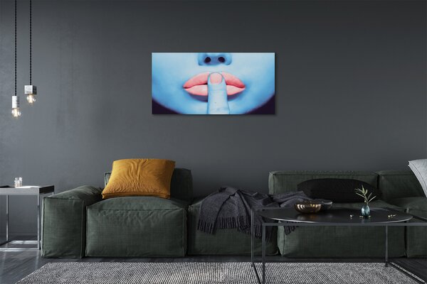 Stampa quadro su tela Labbra della donna neon 100x50 cm