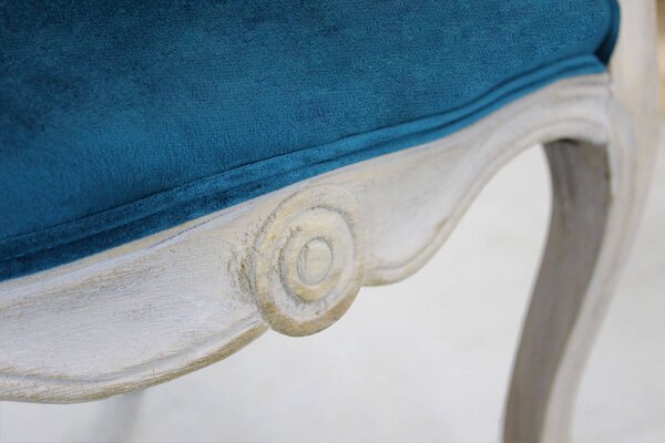 DecHome Poltrona Classica in Velluto Dimensioni 61x61x71 colore Blu - Detroit