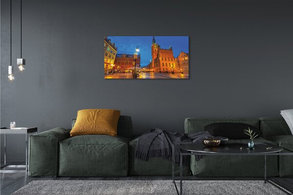 Stampa quadro su tela Chiesa notturna della città vecchia di Darńsk 100x50 cm
