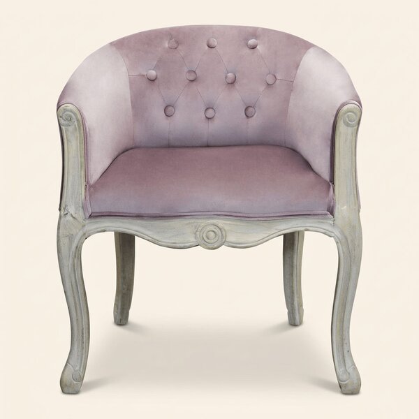 DecHome Poltrona Classica in Velluto Dimensioni 61x61x71 colore Rosa - Detroit