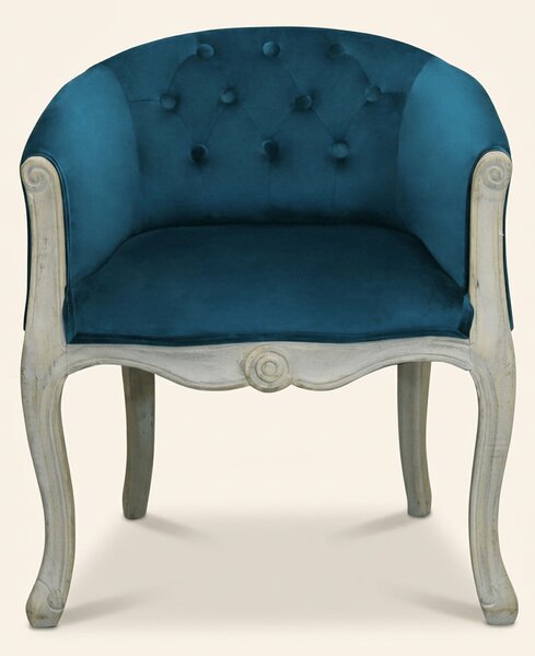 DecHome Poltrona Classica in Velluto Dimensioni 61x61x71 colore Blu - Detroit