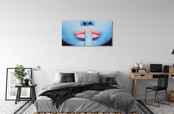 Stampa quadro su tela Labbra della donna neon 100x50 cm