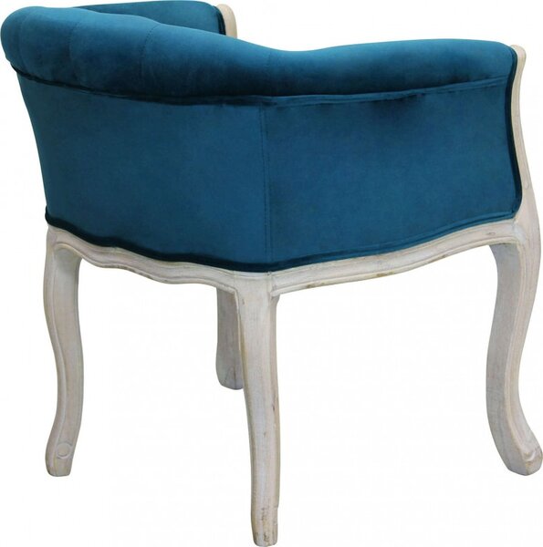DecHome Poltrona Classica in Velluto Dimensioni 61x61x71 colore Blu - Detroit