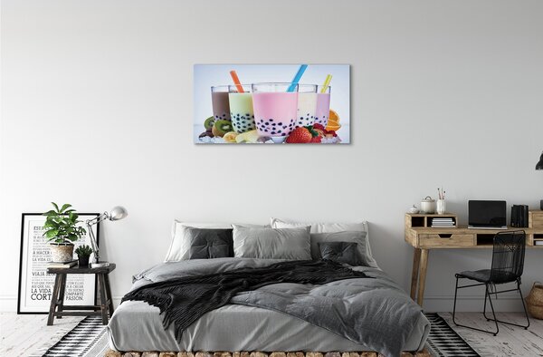 Quadro su tela Cocktail di latte con frutta 100x50 cm