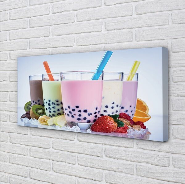 Quadro su tela Cocktail di latte con frutta 100x50 cm