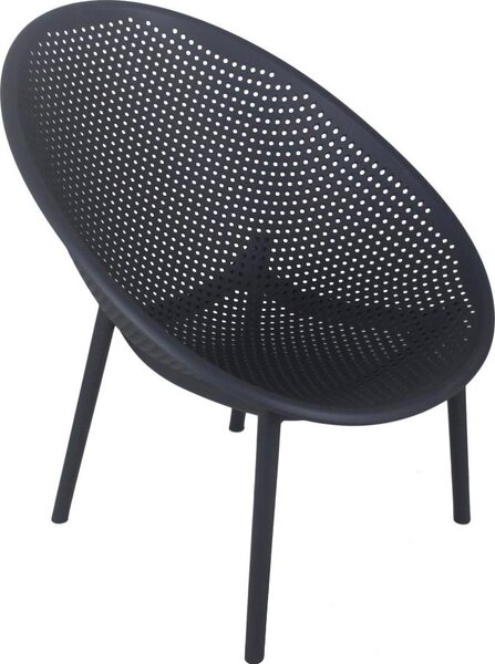 Amicasa Poltrona da Esterno Impilabile in Polipropilene Dimensioni 76x66x82 cm colore Antracite - Ravello