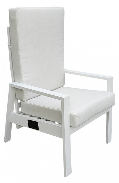 VivaGarden Poltrona da Esterno in Alluminio con Cuscino Dimensioni 65x56x41 cm colore Bianco - Malaysia