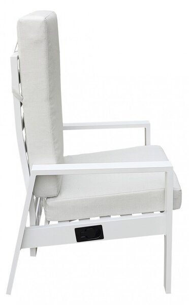 VivaGarden Poltrona da Esterno in Alluminio con Cuscino Dimensioni 65x56x41 cm colore Bianco - Malaysia