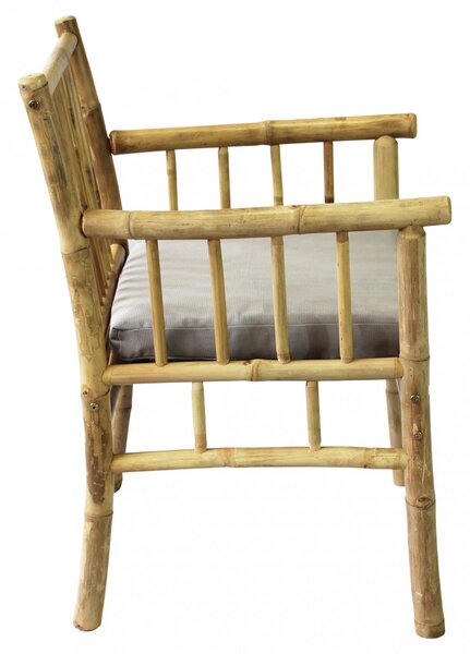 VivaGarden Poltrona da Esterno in Bamboo con Cuscino Dimensioni 57x57x82 cm colore Grigio Chiaro - Charles
