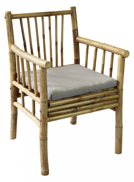 VivaGarden Poltrona da Esterno in Bamboo con Cuscino Dimensioni 57x57x82 cm colore Grigio Chiaro - Charles