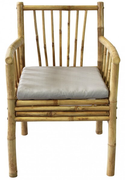 VivaGarden Poltrona da Esterno in Bamboo con Cuscino Dimensioni 57x57x82 cm colore Grigio Chiaro - Charles