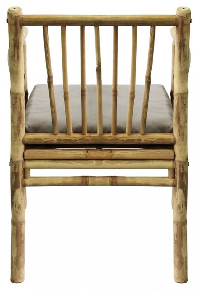 VivaGarden Poltrona da Esterno in Bamboo con Cuscino Dimensioni 57x57x82 cm colore Grigio Chiaro - Charles