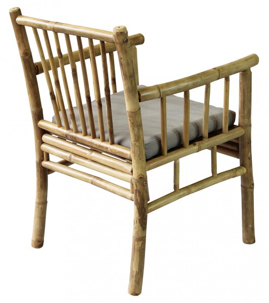 VivaGarden Poltrona da Esterno in Bamboo con Cuscino Dimensioni 57x57x82 cm colore Grigio Chiaro - Charles