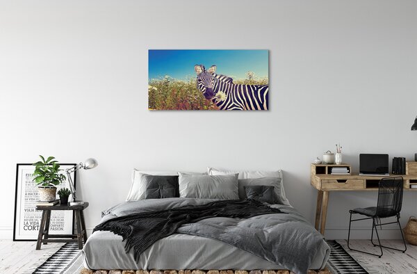 Quadro su tela Fiori zebra 100x50 cm