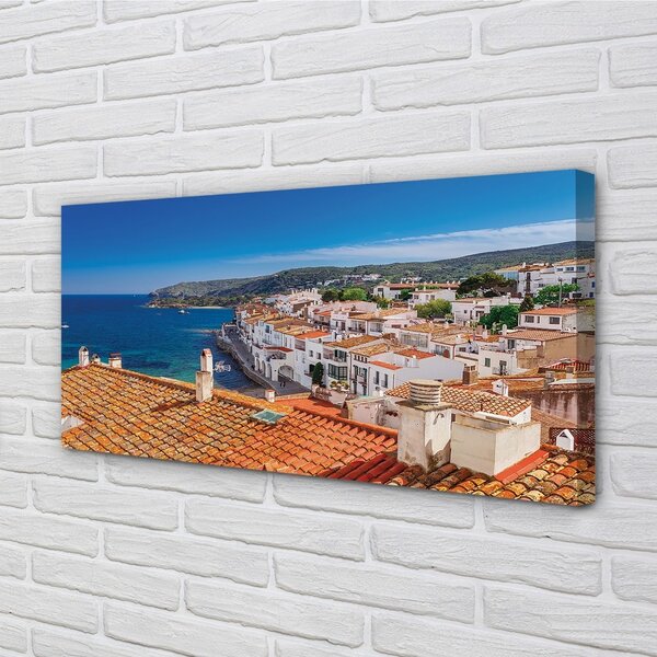 Quadro su tela Montagne del mare della città della Spagna 100x50 cm