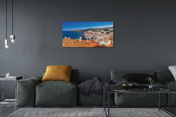 Quadro su tela Montagne del mare della città della Spagna 100x50 cm