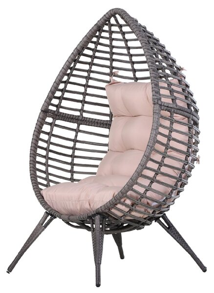 VivaGarden Poltrona da Esterno in Rattan PE Dimensioni 101x89x156 cm colore Grigio/Beige