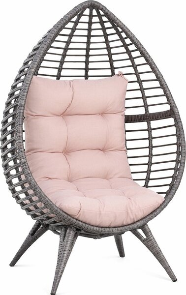 VivaGarden Poltrona da Esterno in Rattan PE Dimensioni 101x89x156 cm colore Grigio/Beige