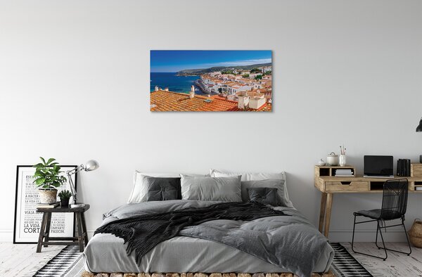 Quadro su tela Montagne del mare della città della Spagna 100x50 cm