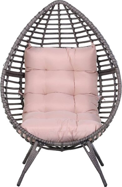 VivaGarden Poltrona da Esterno in Rattan PE Dimensioni 101x89x156 cm colore Grigio/Beige