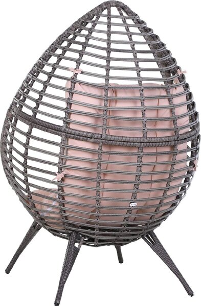 VivaGarden Poltrona da Esterno in Rattan PE Dimensioni 101x89x156 cm colore Grigio/Beige