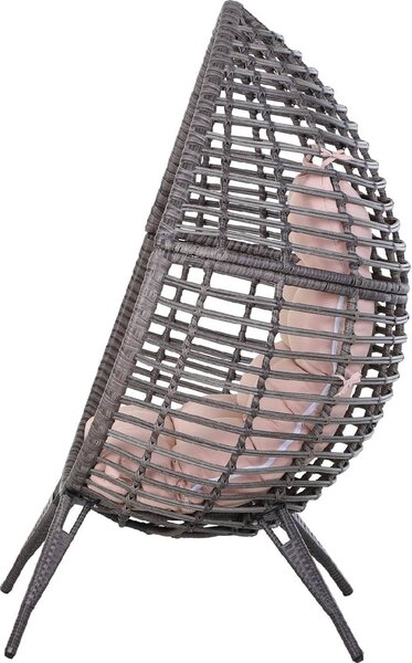 VivaGarden Poltrona da Esterno in Rattan PE Dimensioni 101x89x156 cm colore Grigio/Beige