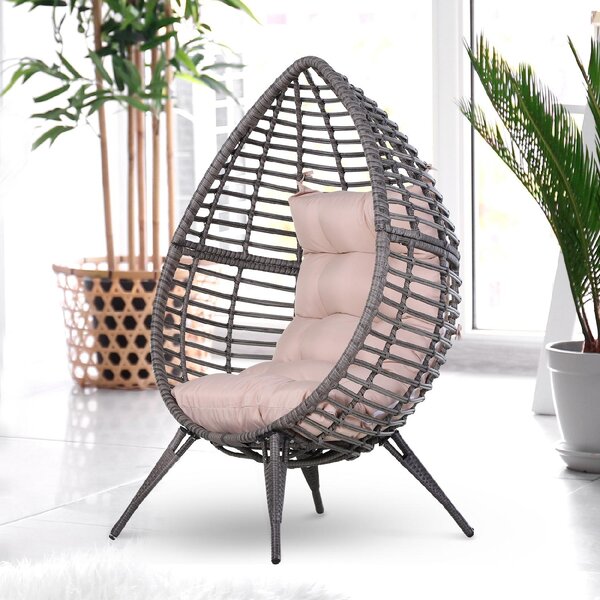 VivaGarden Poltrona da Esterno in Rattan PE Dimensioni 101x89x156 cm colore Grigio/Beige