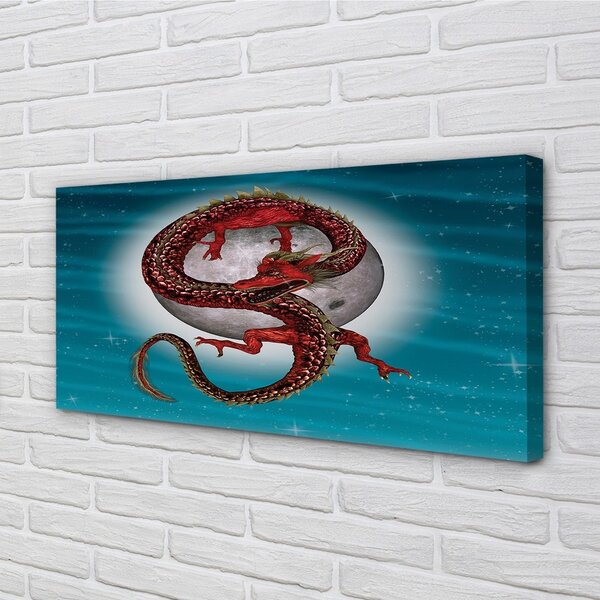 Quadro su tela Drago giapponese del cielo lunare 100x50 cm