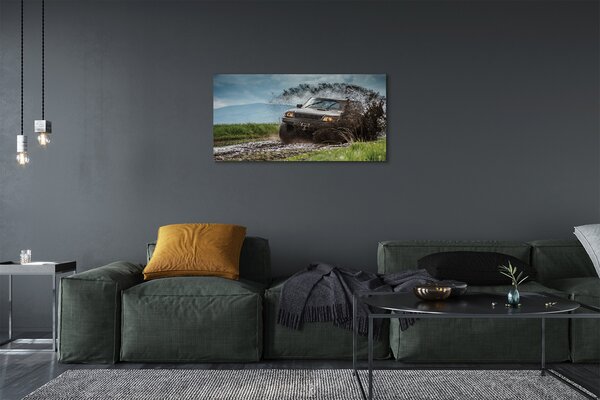 Quadro su tela Auto da campo delle Cloud Mountains 100x50 cm