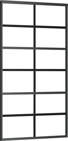Porta Scorrevole in Vetro ESG e Alluminio 102x205 cm Nera